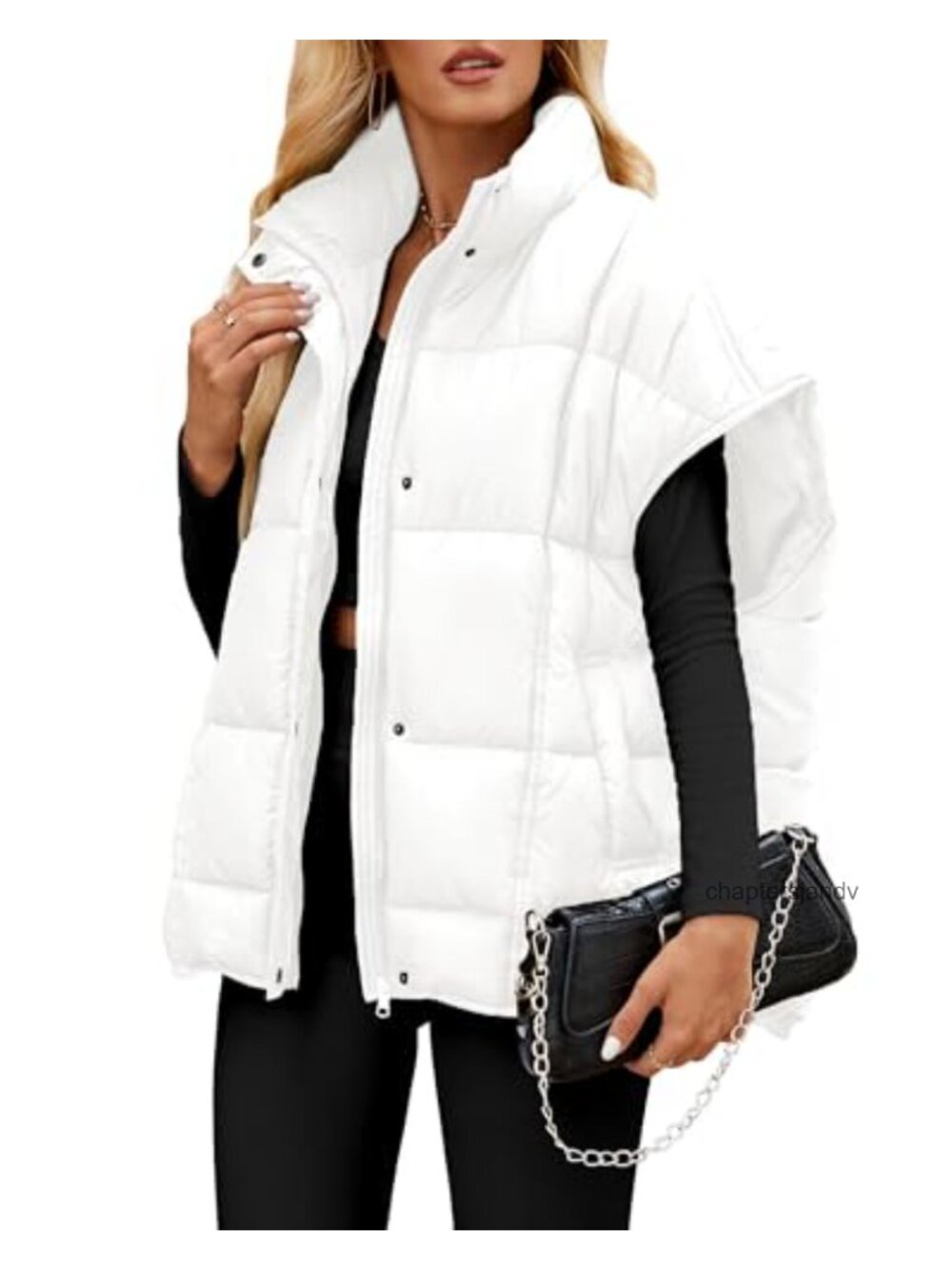 Oversized Quilted Puffer Vest Sleeveless Zip Winter Outerwear